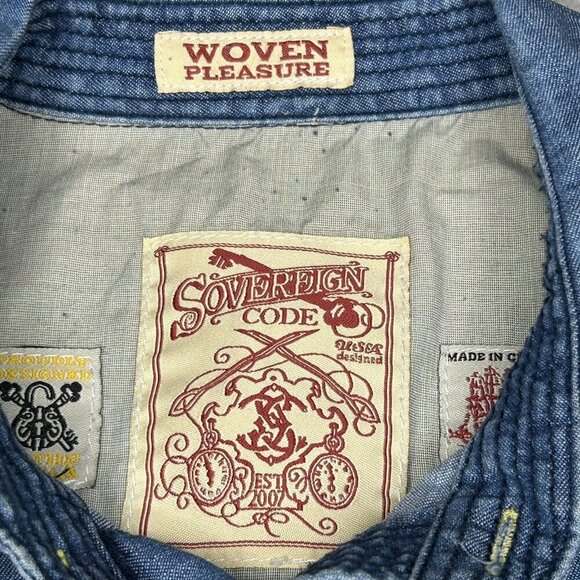 Sovereign Code Shirt Mens 2XL Denim Pearl Snap Western Cowboy Work Rodeo Outdoor - Picture 4 of 16